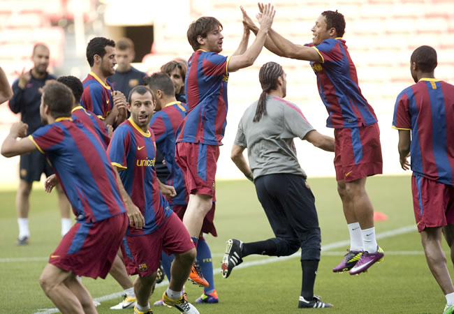 Entrenamineto del FC Barcelona. Foto: EFE