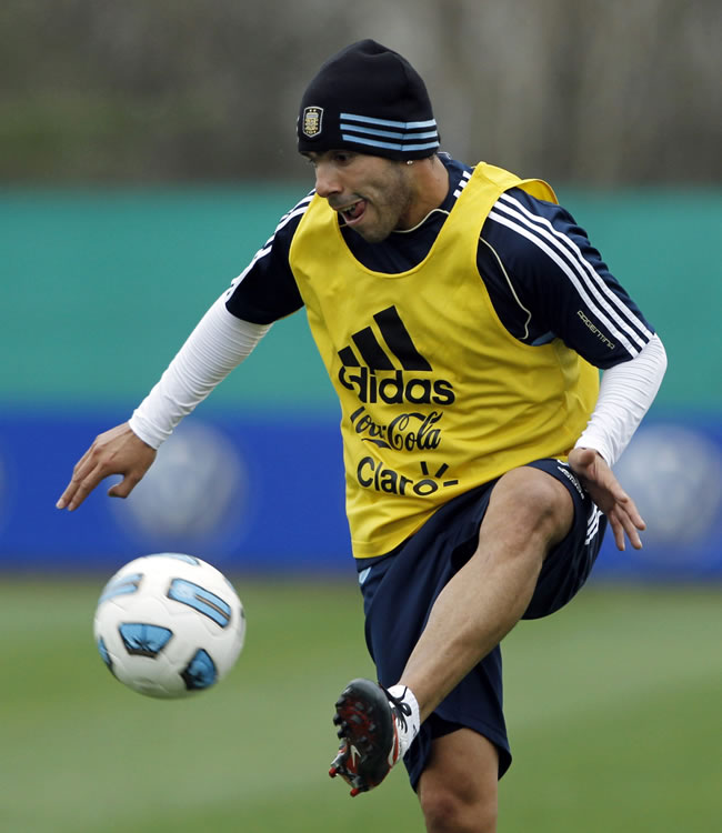 El jugador Carlos Tévez del seleccionado de Argentina. Foto: EFE