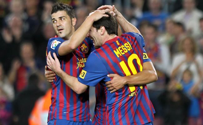 David Villa y Leo Messi (FC Barcelona). Foto: EFE