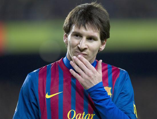El delantero argentino del FC Barcelona, Leo Messi, gesticula durante el partido frente al Levante UD. Foto: EFE