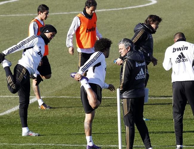 Ángel Dí María, jugador del Real Madrid que terminó lesionado en el entrenamiento. Foto: EFE