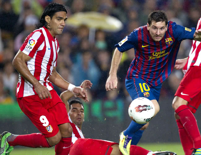Falcao y Messsi serán la mayor atración el el partido Atlético-Barcelona. Foto: EFE