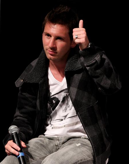 El jugador argentino Lionel Messi, durante una rueda de prensa en Bogotá. Foto: EFE