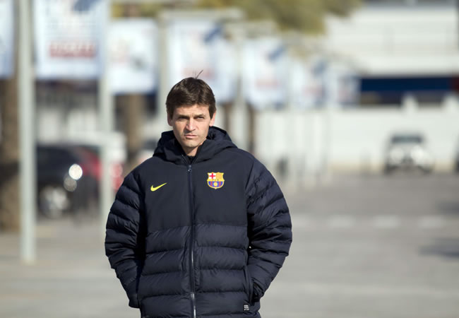 El técnico del FC Barcelona, Tito Vilanova, a su llegada a la rueda de prensa. Foto: EFE