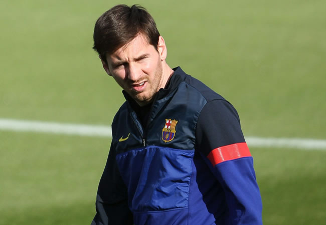 El delantero argentino del FC Barcelona Lionel Messi durante el entrenamiento. Foto: EFE