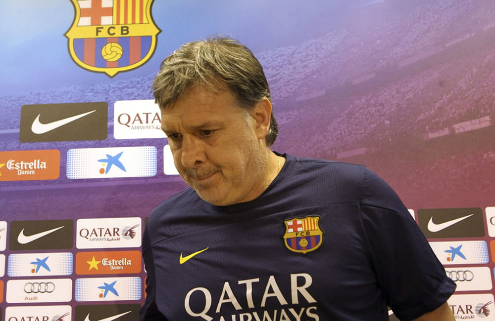 El técnico argentino del FC Barcelona, Gerardo "Tata" Martino, durante la rueda de prensa. Foto: EFE