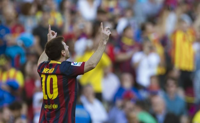 Messi anota su tanto 369 e iguala a Alcántara como máximo goleador del Barça. Foto: EFE
