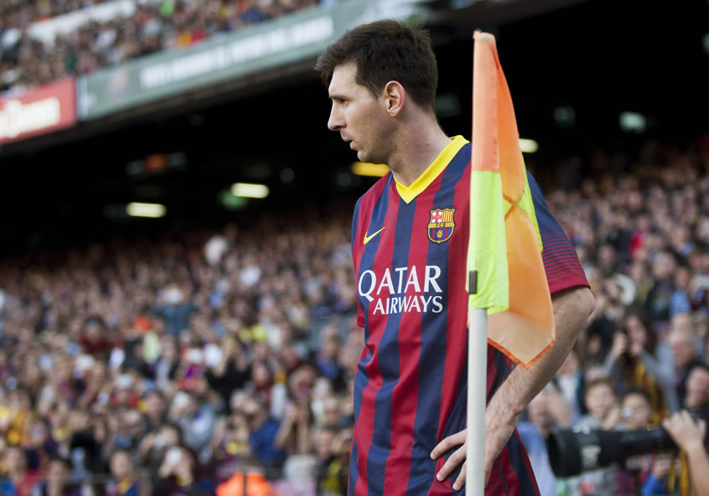 El delantero argentino del FC Barcelona Lionel Messi, durante el partido ante el Osasuna. Foto: EFE