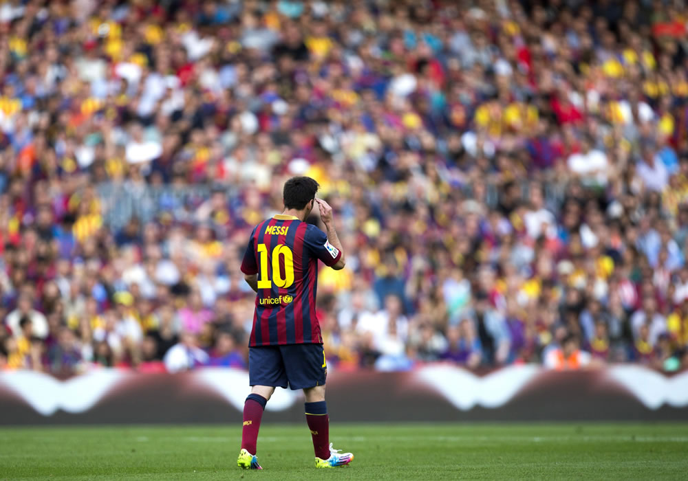 El delantero argentino del FC Barcelona Liones Messi, durante el partido frente al Atlético de Madrid. Foto: EFE