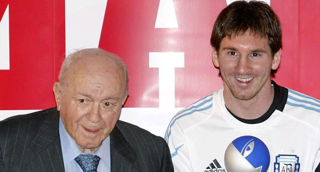 Alfredo Di Stéfano y Lionel Messi. Foto: EFE
