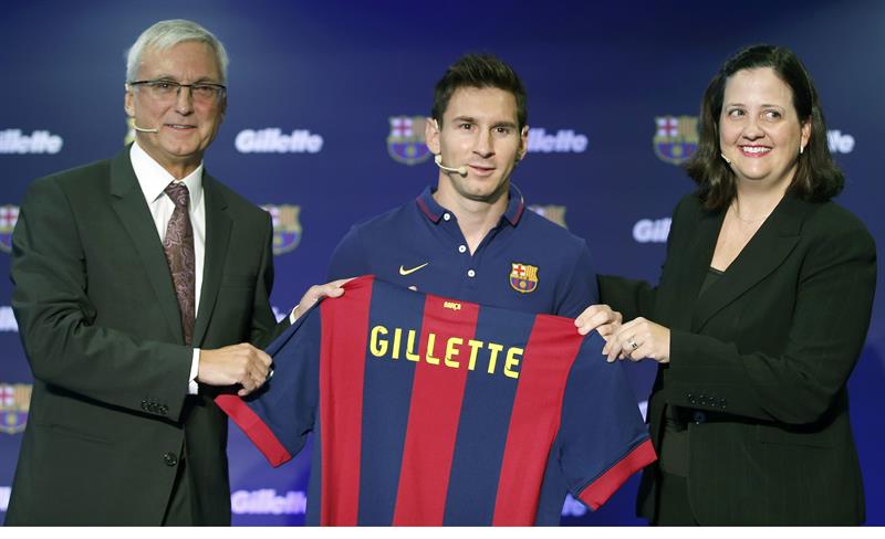 El argentino Lionel Messi durante la presentación de una marca como nuevo patrocinadora del club FC Barcelona. Foto: EFE