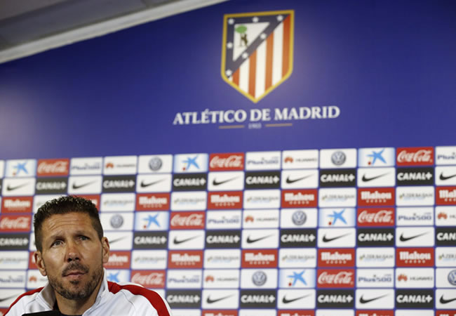 El entrenador argentino del Atlético de Madrid, Diego Simeone, durante la rueda de prensa. Foto: EFE
