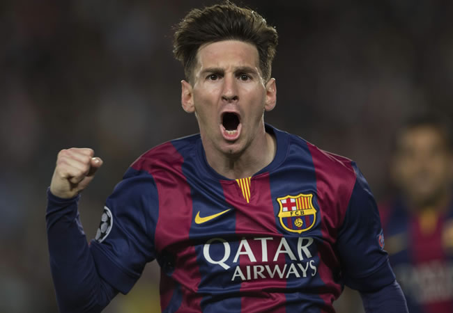 El delantero argentino del FC Barcelona Leo Messi celebra tras marcar el primer gol ante el Bayern de Munich. Foto: EFE