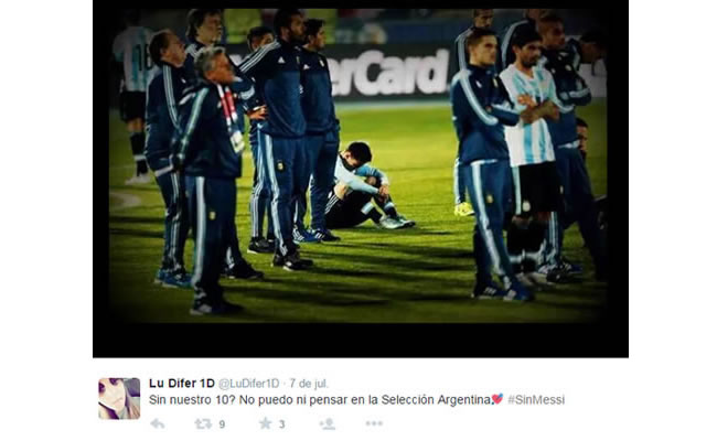 Apoyo a Messi en Twitter:. Foto: Twitter
