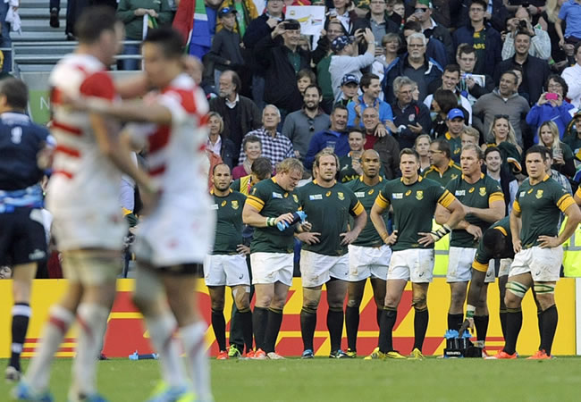 Japón da la sorpresa y se impone a Sudáfrica en un partido épico (34-32) en la Copa Mundo de Rugby. Foto: EFE