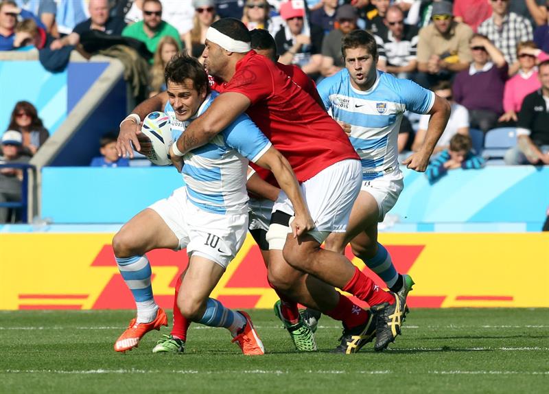 Gran triunfo de Los Pumas frente a Tonga en el Mundial de rugby. Foto: EFE