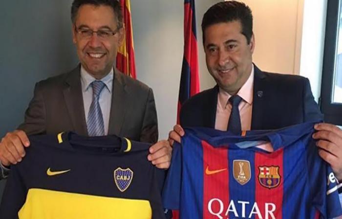 Josep María Bartomeu, presidente del Barcelona y Daniel Angelici, presidente de Boca. Foto: Twitter