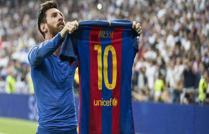Lionel Messi y su histórico festejo tras un gol al Real Madrid. Foto: AFP