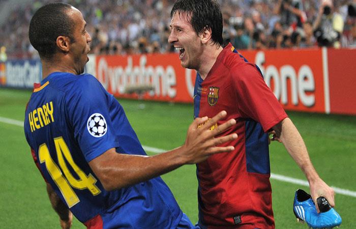 Thierry Henry y Lionel Messi. (AFP). Foto: AFP
