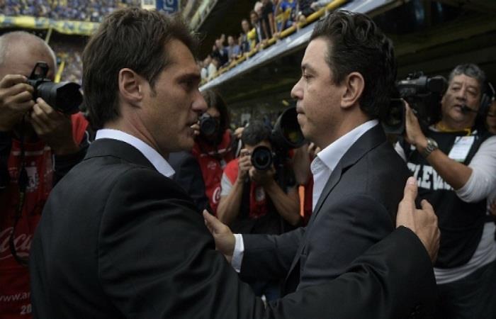 Gallardo y Barros Schelotto continúan mostrando sus diferencias. Foto: AFP