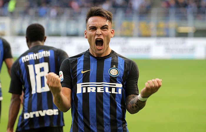 Lautaro festeja el primer gol del Inter. Foto: AFP