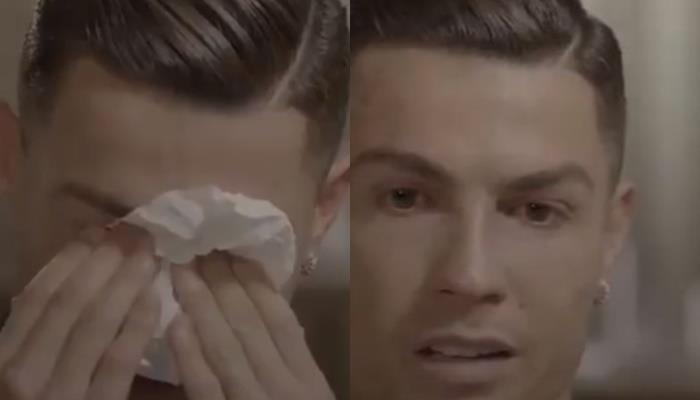 Cristiano Ronaldo se emocionó ante las imágenes de su padre. Foto: Twitter