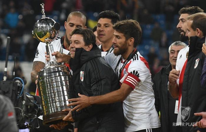 River celebra el primer aniversario de la Copa Libertadores ante Boca. Foto: Twitter