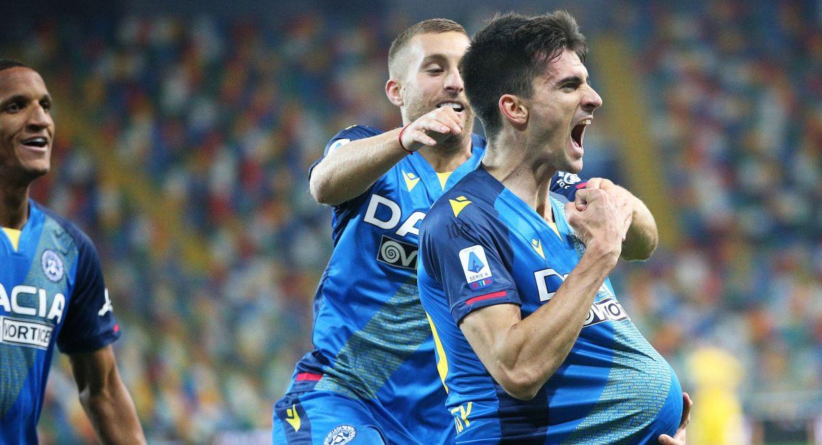 Ignacio Pussetto celebrando su gol con Udinese. Foto: EFE