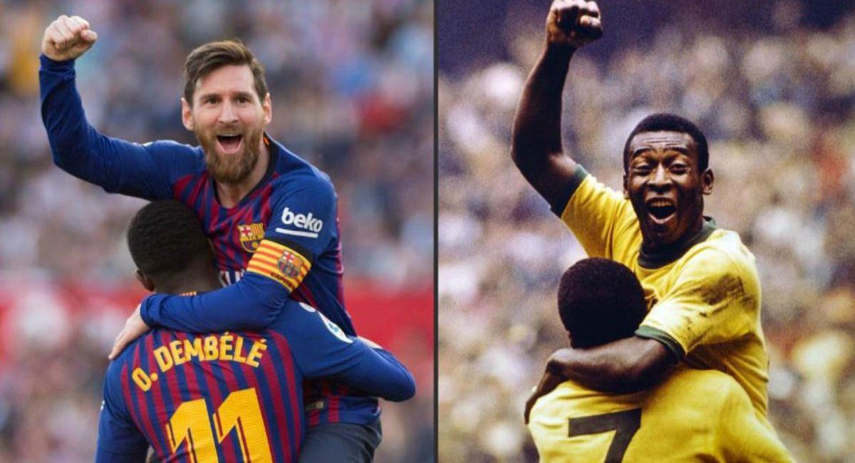 Lionel Messi y Pelé en históricas celebraciones. Foto: Twitter