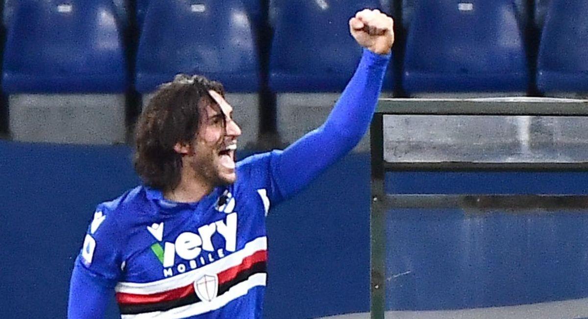 De Paul celebrando su gol ante la Sampdoria. Foto: EFE