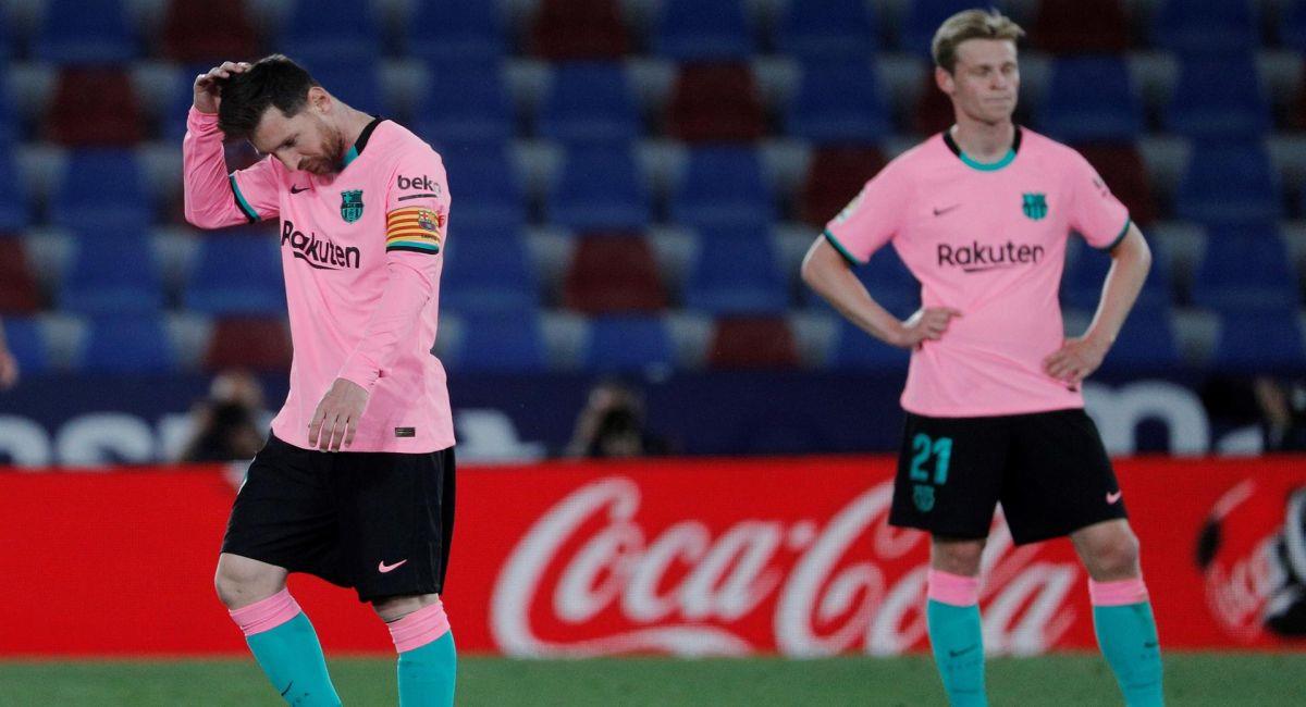Lionel Messi lamentándose el empate del Barcelona. Foto: EFE