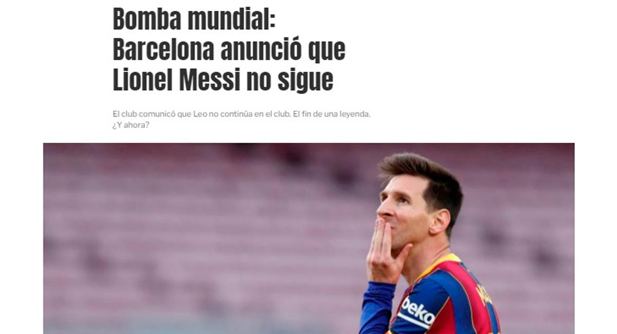 Prensa argentina quedó sorprendida con salida Messi del Barcelona. Foto: Captura Diario Olé