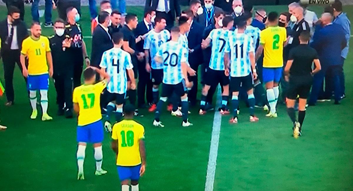 Brasil vs Argentina interrumpido. Foto: Captura