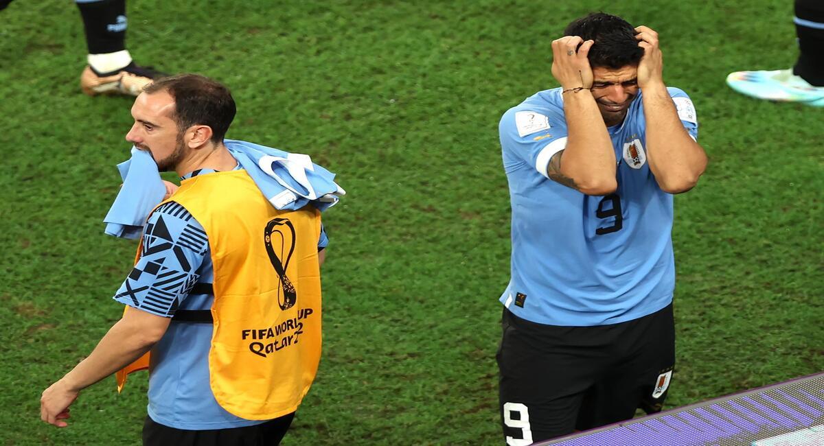 Luis Suárez se lamenta luego de conocer el resultado de Corea ante Portugal. Foto: EFE
