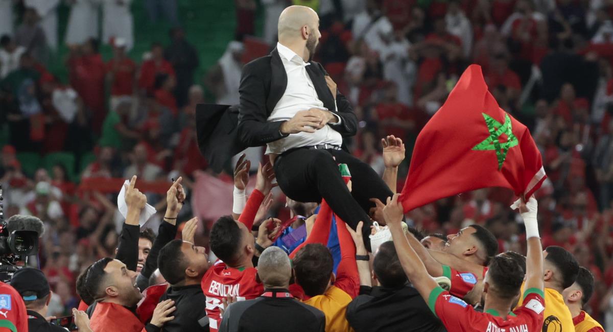 Marruecos celebra la clasificación a semifinales. Foto: EFE