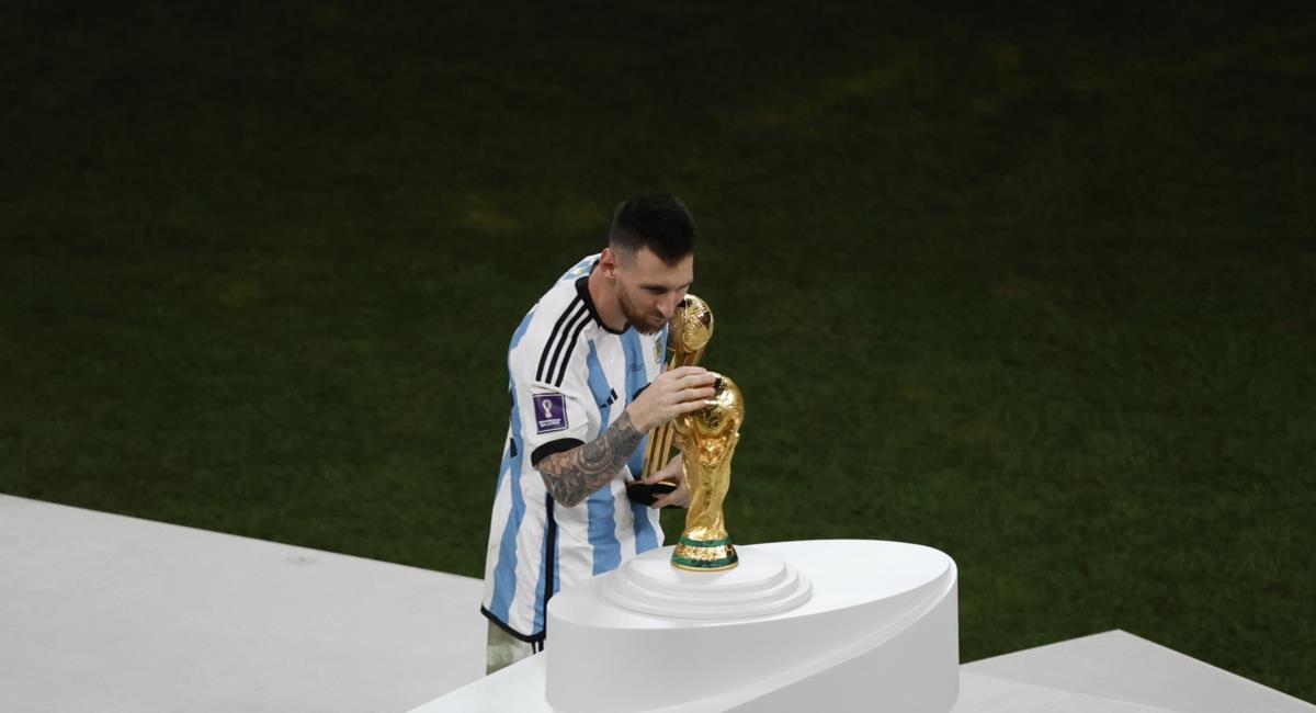 Lionel Messi, en la celebración del título Mundial. Foto: EFE