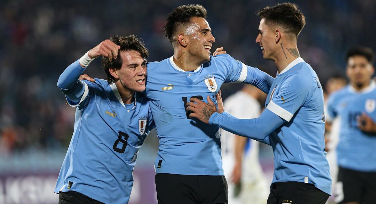 Zalazar marcó un doblete en la victoria de Uruguay. Foto: EFE