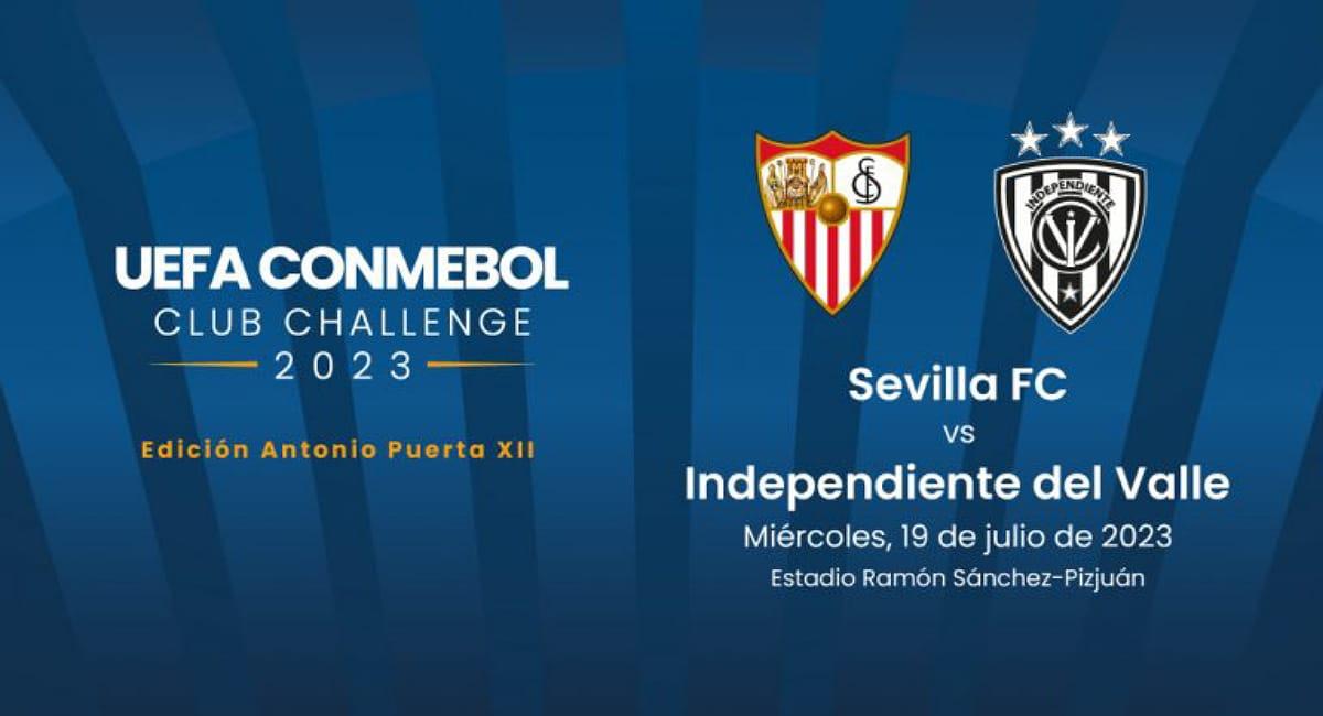 El partido entre Sevilla e Independiente del Valle será el próximo 19 de julio. Foto: Twitter @CONMEBOL