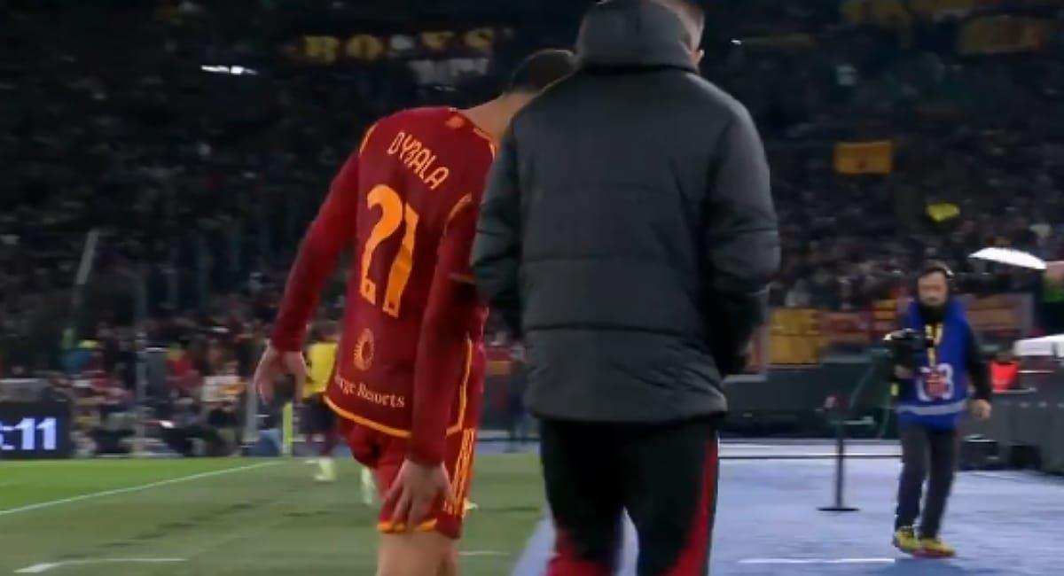 Dybala salió lesionado en el primer tiempo. Foto: Captura de pantalla.